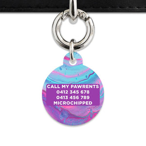 Bailey And Bone Pet Tag Blue And Purple Marble Pet Tag