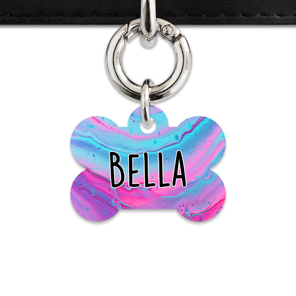 Bailey And Bone Pet Tag Blue And Purple Marble Pet Tag