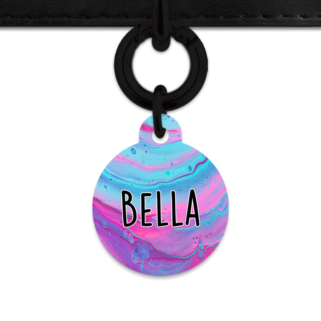 Bailey And Bone Pet Tag Blue And Purple Marble Pet Tag