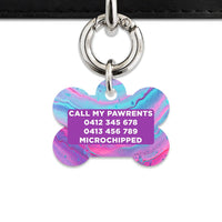 Bailey And Bone Pet Tag Blue And Purple Marble Pet Tag
