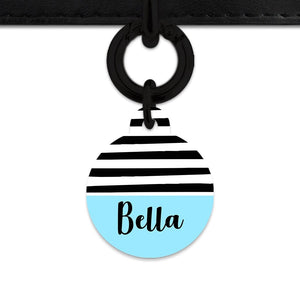 Bailey And Bone Pet Tag Blue Black And White Stripes Pet Tag