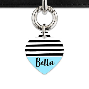 Bailey And Bone Pet Tag Blue Black And White Stripes Pet Tag