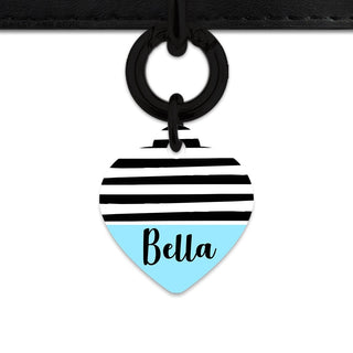 Bailey And Bone Pet Tag Blue Black And White Stripes Pet Tag