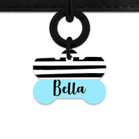 Bailey And Bone Pet Tag Blue Black And White Stripes Pet Tag