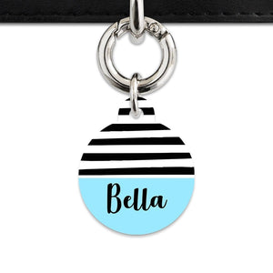 Bailey And Bone Pet Tag Blue Black And White Stripes Pet Tag