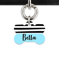 Bailey And Bone Pet Tag Blue Black And White Stripes Pet Tag
