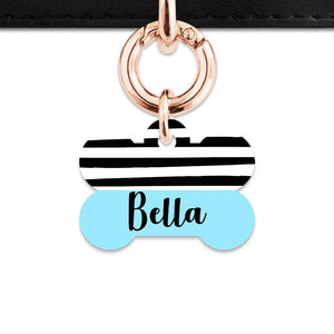 Bailey And Bone Pet Tag Blue Black And White Stripes Pet Tag