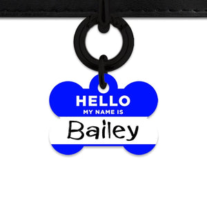 Bailey And Bone Pet Tag Blue Hello My Name Is Pet Tag