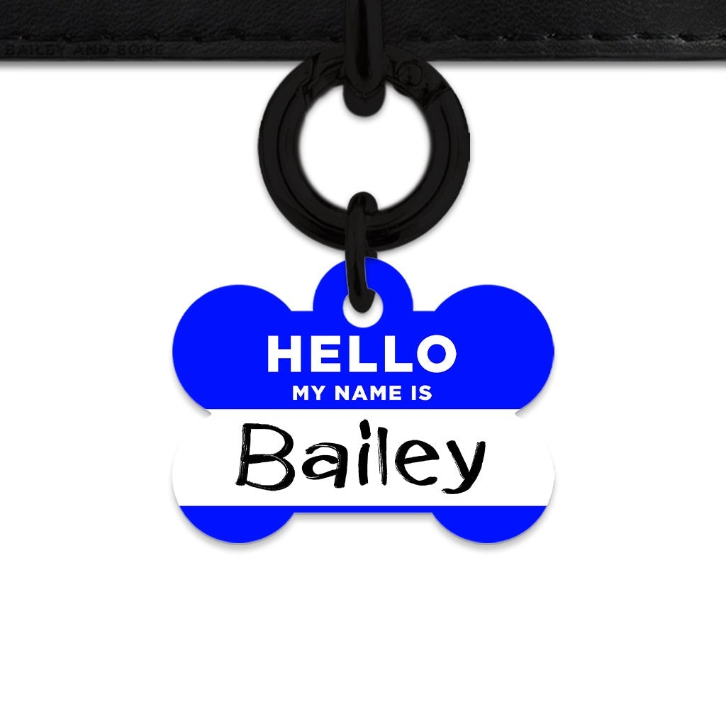 Bailey And Bone Pet Tag Blue Hello My Name Is Pet Tag