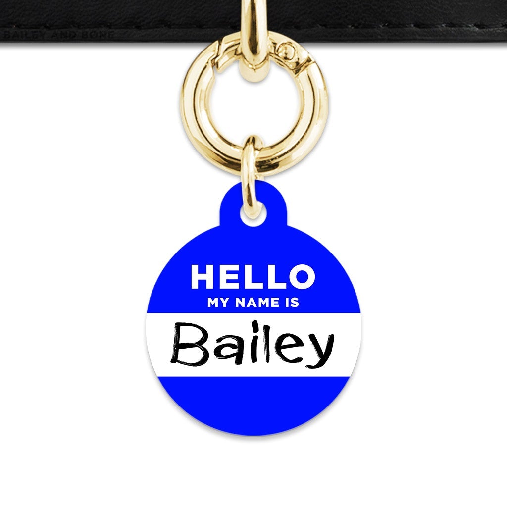 Bailey And Bone Pet Tag Blue Hello My Name Is Pet Tag