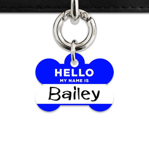 Bailey And Bone Pet Tag Blue Hello My Name Is Pet Tag