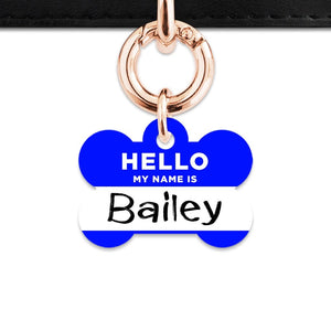 Bailey And Bone Pet Tag Blue Hello My Name Is Pet Tag