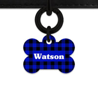 Bailey And Bone Pet Tag Blue Plaid Pet Tag