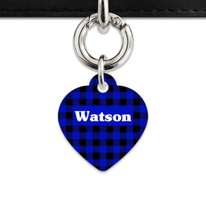 Bailey And Bone Pet Tag Blue Plaid Pet Tag