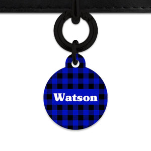Bailey And Bone Pet Tag Blue Plaid Pet Tag