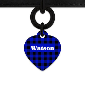 Bailey And Bone Pet Tag Blue Plaid Pet Tag