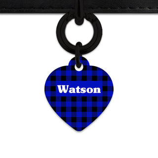 Bailey And Bone Pet Tag Blue Plaid Pet Tag