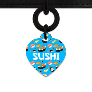 Bailey And Bone Pet Tag Blue Sushi Pattern Pet Tag