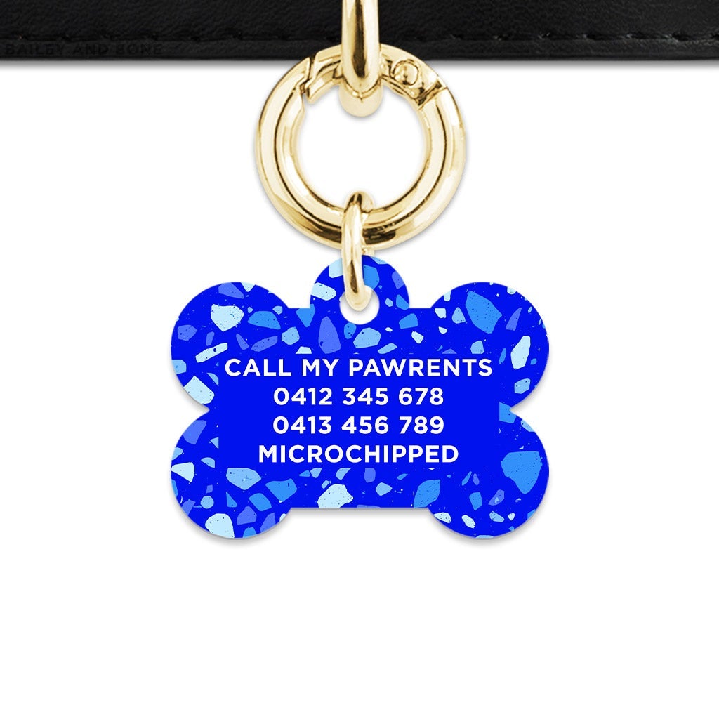 Bailey And Bone Pet Tag Blue Terrazzo Pet Tag