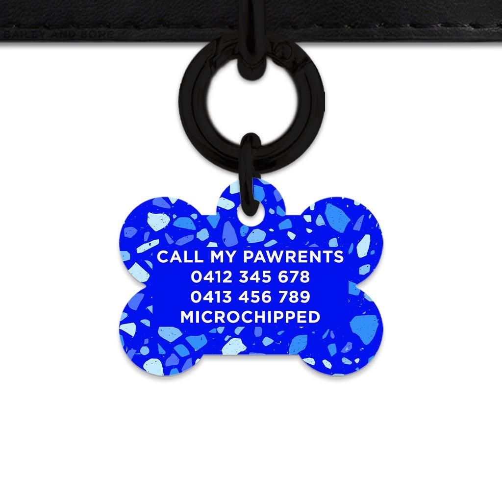 Bailey And Bone Pet Tag Blue Terrazzo Pet Tag