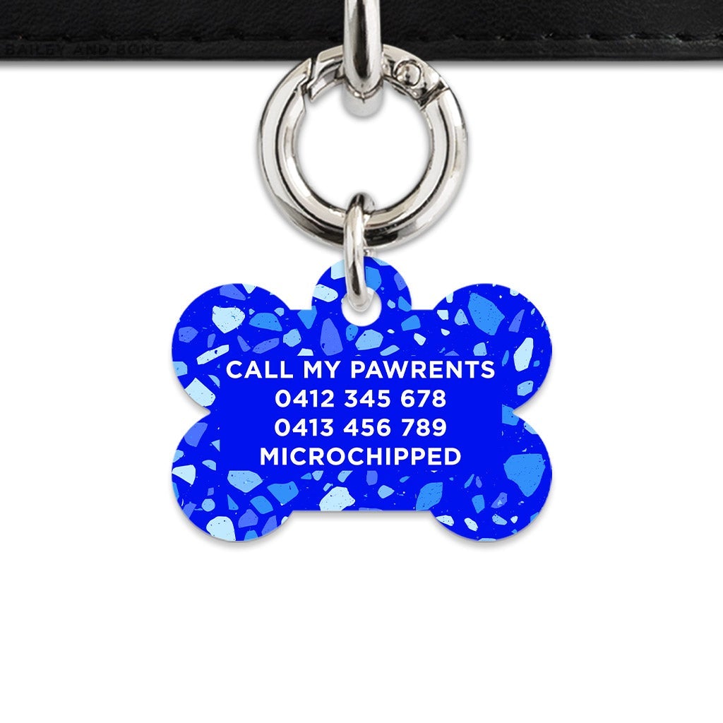 Bailey And Bone Pet Tag Blue Terrazzo Pet Tag