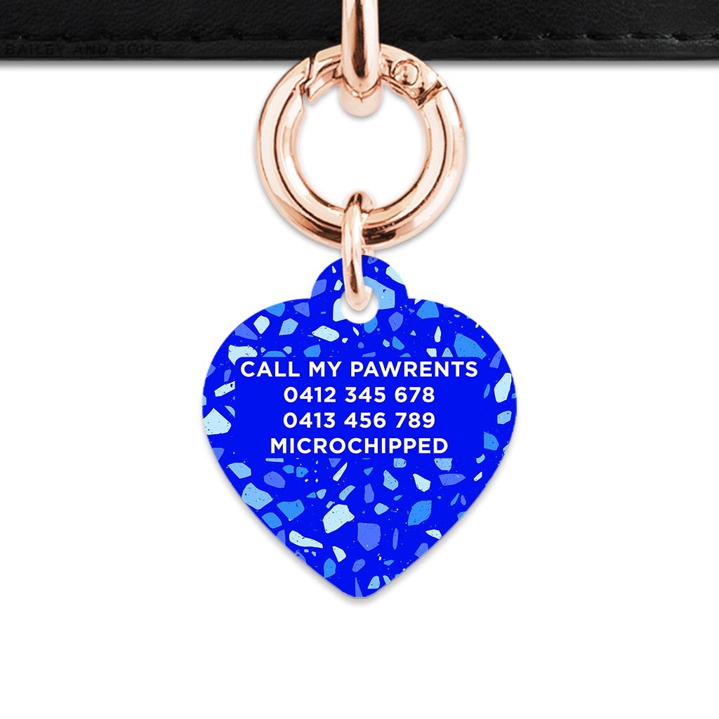 Bailey And Bone Pet Tag Blue Terrazzo Pet Tag