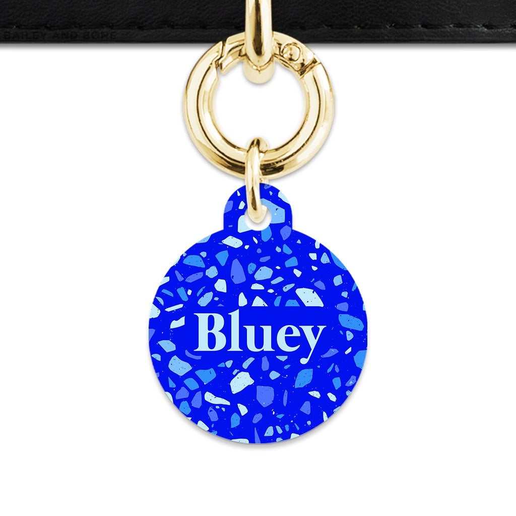 Bailey And Bone Pet Tag Blue Terrazzo Pet Tag