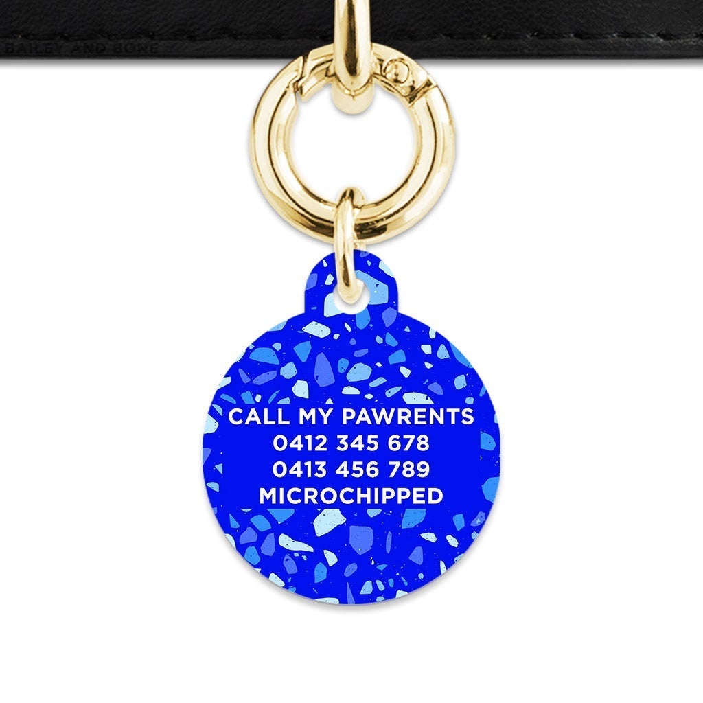 Bailey And Bone Pet Tag Blue Terrazzo Pet Tag