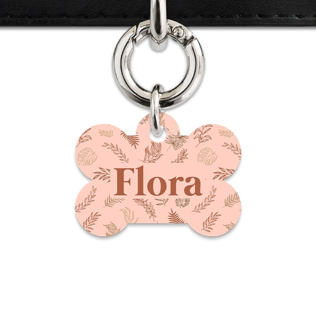 Bailey And Bone Pet Tag Boho Brown Leaves Pet Tag