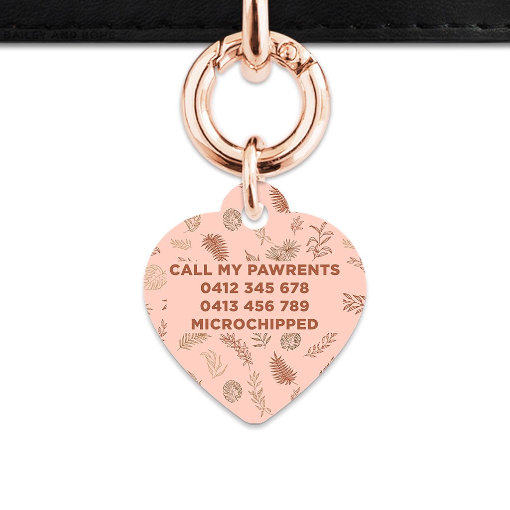 Bailey And Bone Pet Tag Boho Brown Leaves Pet Tag