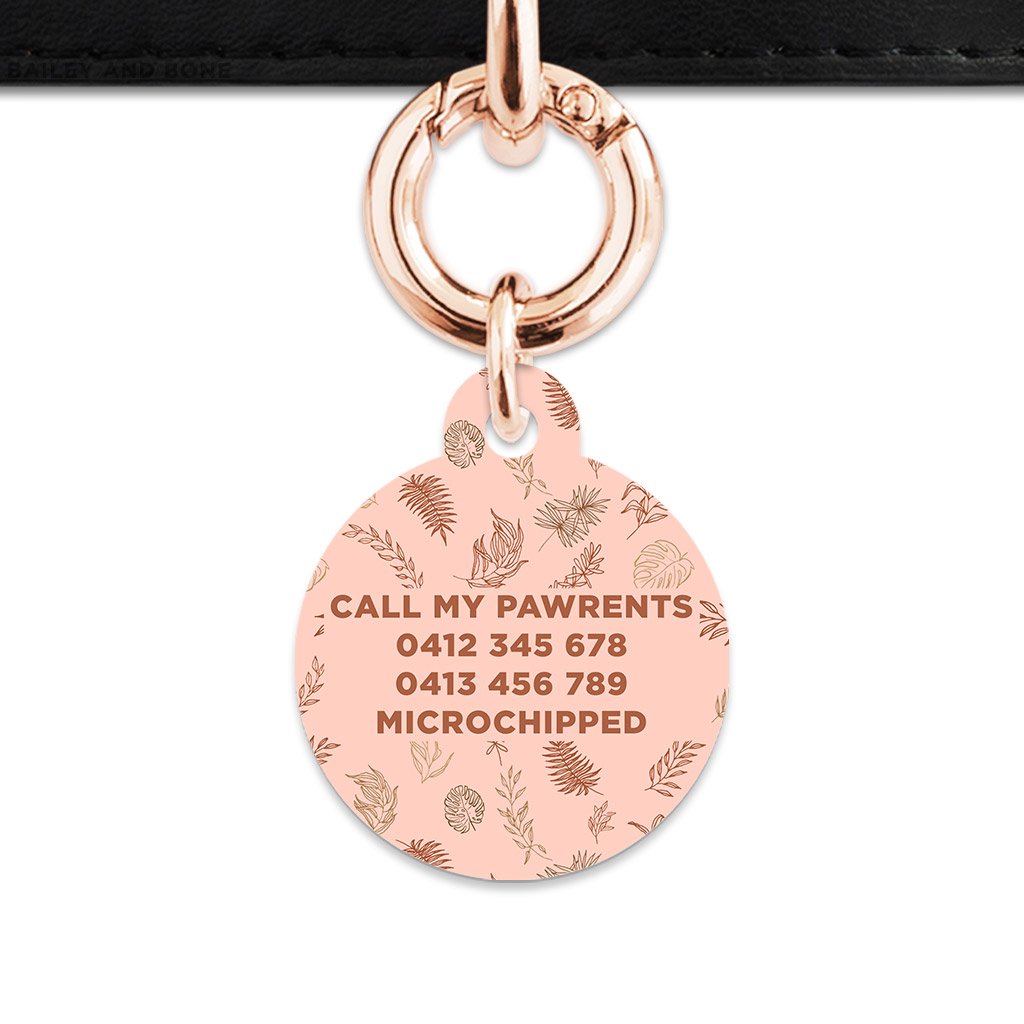 Bailey And Bone Pet Tag Boho Brown Leaves Pet Tag