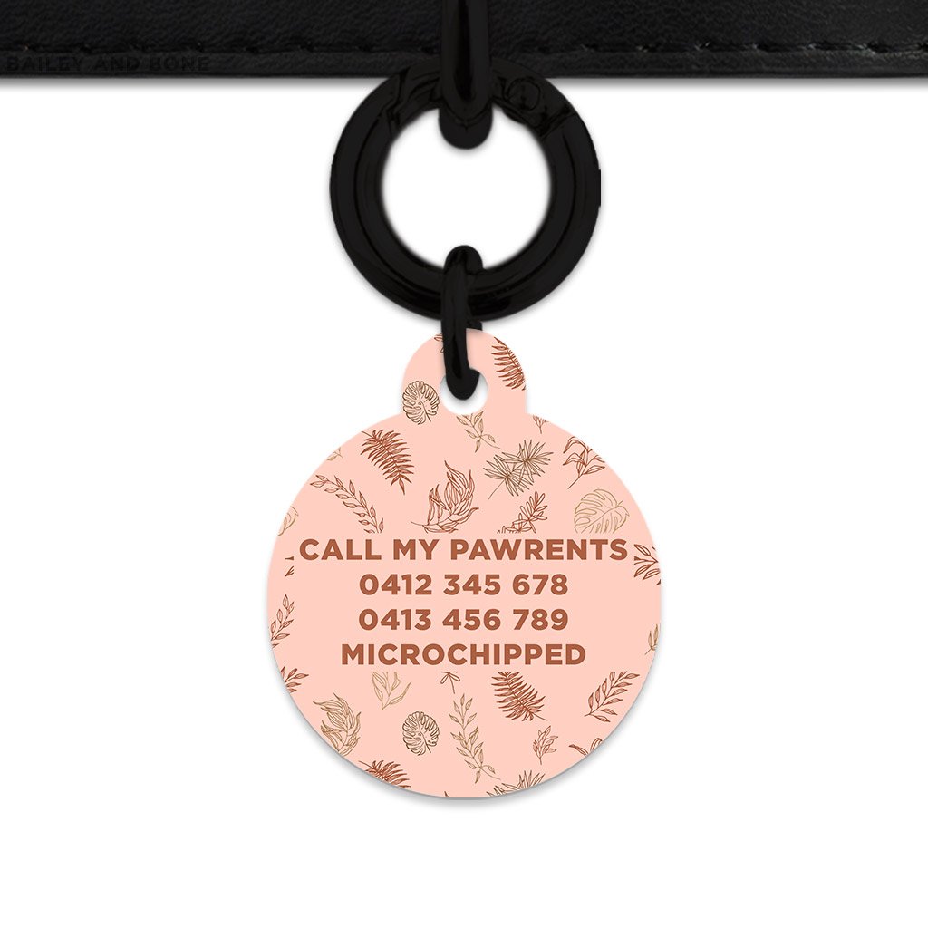 Bailey And Bone Pet Tag Boho Brown Leaves Pet Tag