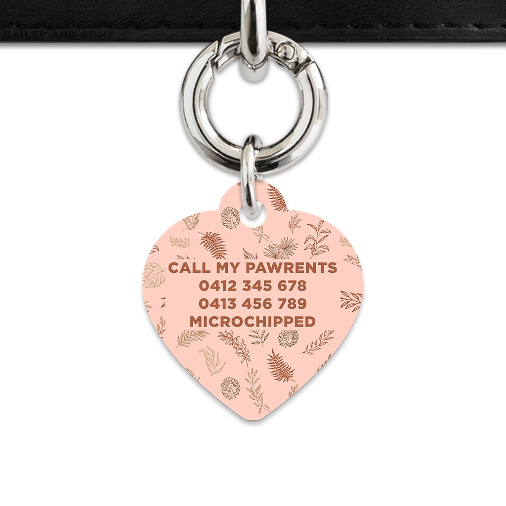 Bailey And Bone Pet Tag Boho Brown Leaves Pet Tag