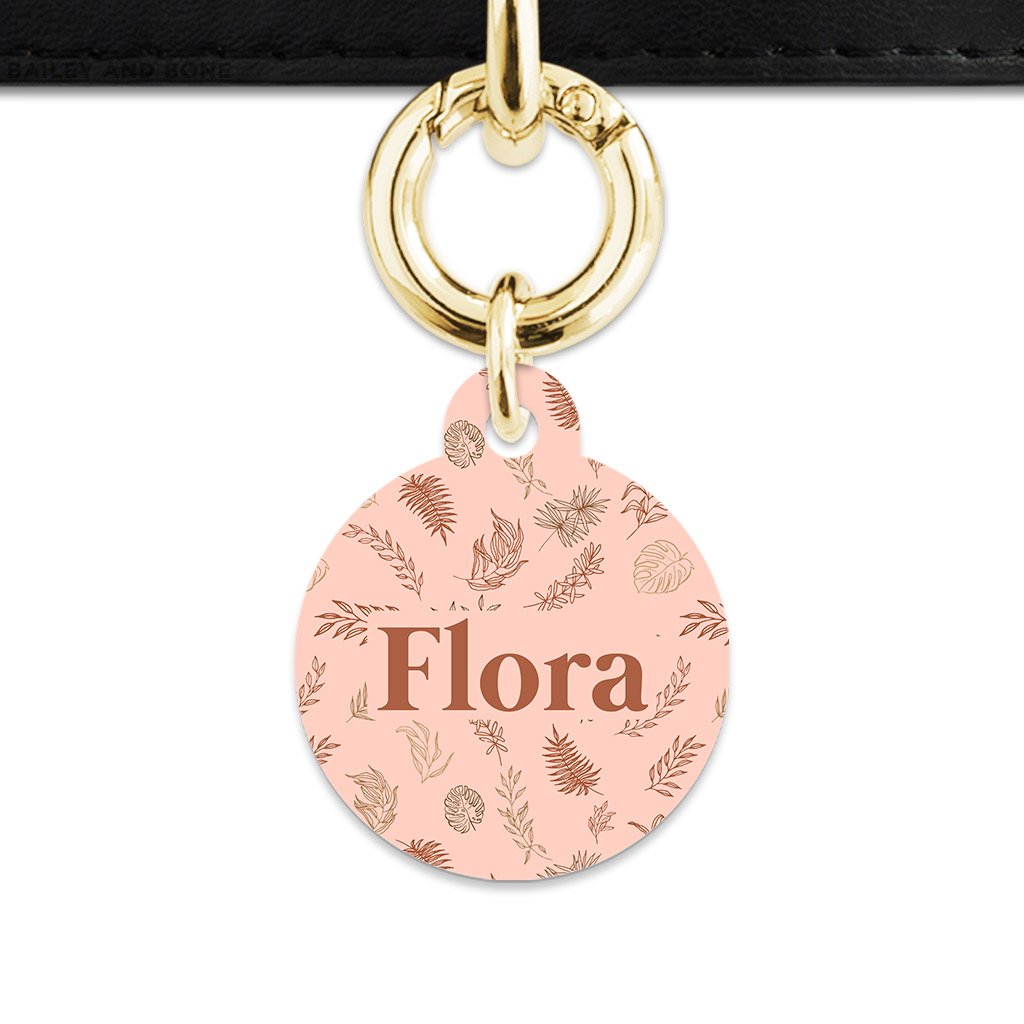 Bailey And Bone Pet Tag Boho Brown Leaves Pet Tag