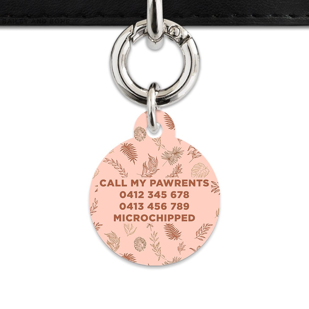 Bailey And Bone Pet Tag Boho Brown Leaves Pet Tag