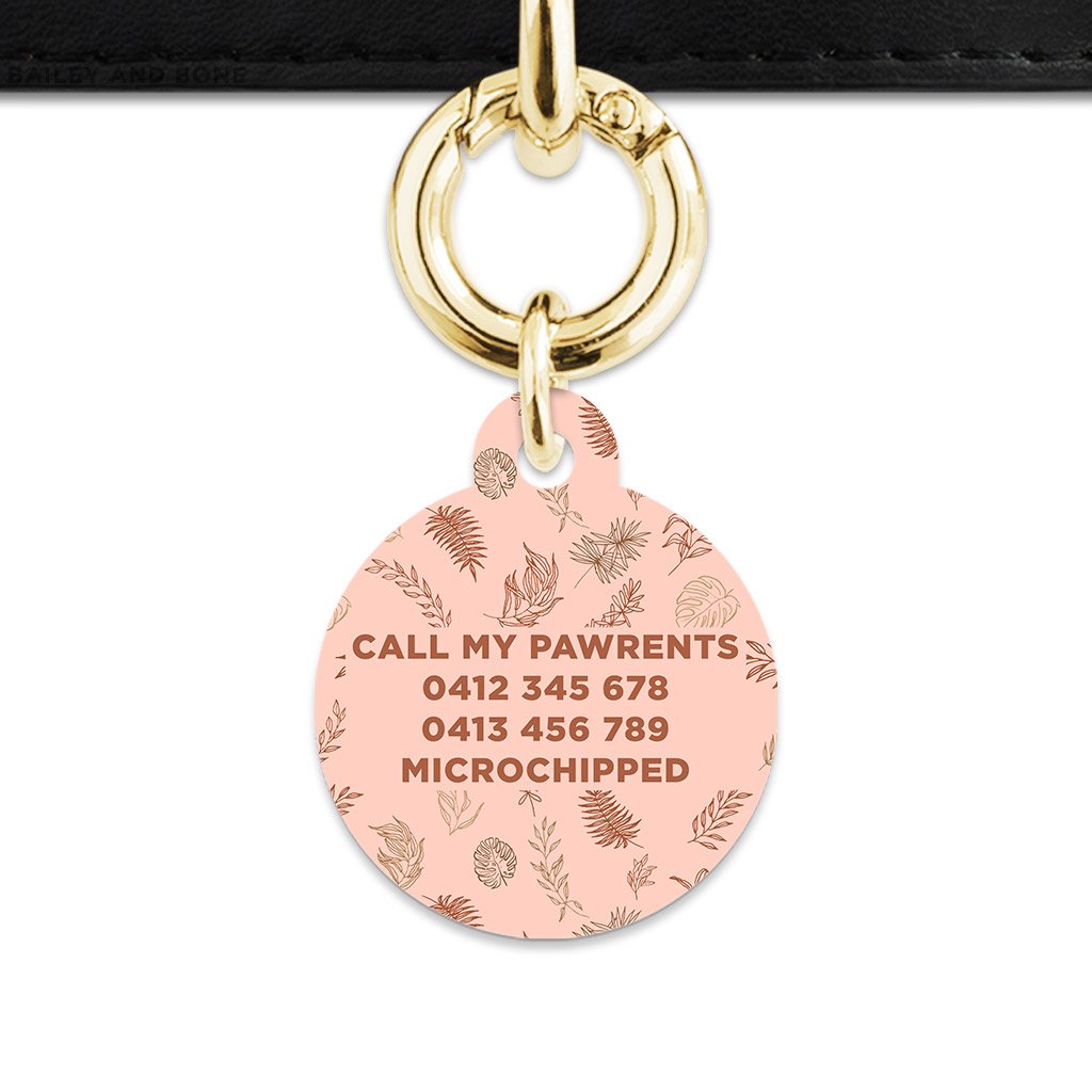 Bailey And Bone Pet Tag Boho Brown Leaves Pet Tag