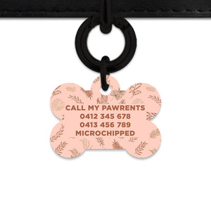 Bailey And Bone Pet Tag Boho Brown Leaves Pet Tag
