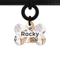 Bailey And Bone Pet Tag Bone / Black Abstract Safari Pattern Pet Tag