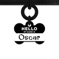 Bailey And Bone Pet Tag Bone / Black Black Hello My Name Is Pet Tag