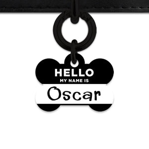Bailey And Bone Pet Tag Bone / Black Black Hello My Name Is Pet Tag