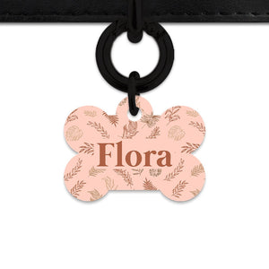 Bailey And Bone Pet Tag Bone / Black Boho Brown Leaves Pet Tag