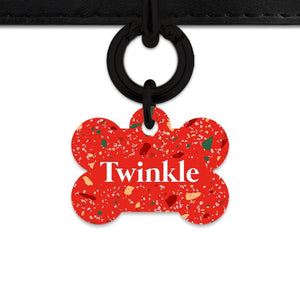 Bailey And Bone Pet Tag Bone / Black Christmas Terrazzo Pet Tag