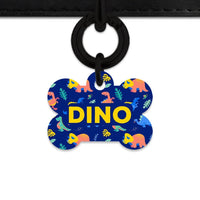 Bailey And Bone Pet Tag Bone / Black Cute Dinosaur Pattern Pet Tag