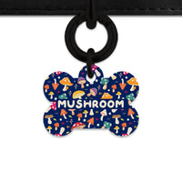 Bailey And Bone Pet Tag Bone / Black Garden Mushrooms Pet Tag