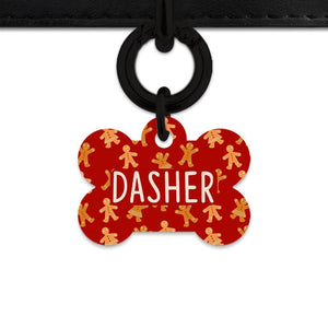 Bailey And Bone Pet Tag Bone / Black Gingerbread People Pet Tag