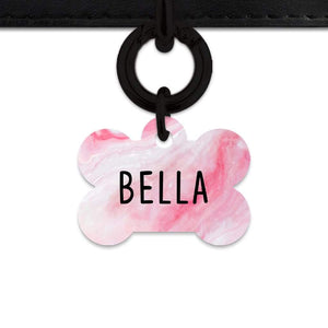Bailey And Bone Pet Tag Bone / Black Light Pink Marble Pet Tag
