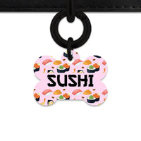 Bailey And Bone Pet Tag Bone / Black Light Pink Sushi Pattern Pet Tag