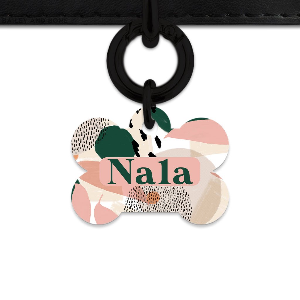 Bailey And Bone Pet Tag Bone / Black Pastel Abstract Pet Tag