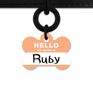 Bailey And Bone Pet Tag Bone / Black Pastel Orange Hello My Name Is Pet Tag