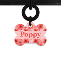 Bailey And Bone Pet Tag Bone / Black Pink And Red Poppy Pet Tag
